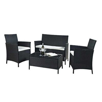 Prezzo buono 4 pezzi del rattan della mobilia all'aperto Sofa Patio Set With Cushion del vimine in linea