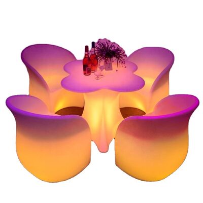 Giá tốt KTV hiện đại Giá rẻ cửa hàng cà phê ngoài trời điều khiển từ xa LED PE Bàn và ghế sofa Set cho cocktail bar trực tuyến