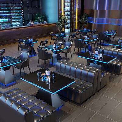 Good price Commercial Furniture Coffee Table With Chair For Bar Live House Metal Dining Table With Chair Customized Club Led Light Table online