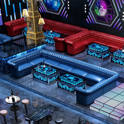 Prezzo buono Bar personalizzato Camera audio-visiva Famiglia Divano Tavolo Combinazione contro il muro a forma di U a forma di L Club di lusso Divano Set Arredamento in linea