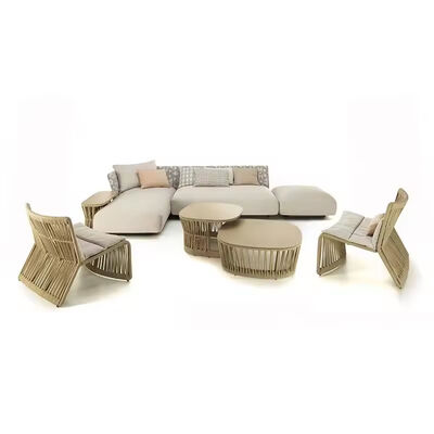 Good price Outdoor Rope Woven Sectional Patio Furniture L-Shaped Conversation Sofa Set Chaise Lounge Right online