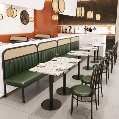 Prezzo buono Restaurante Cafè Divano di panca di rotino tessuto Sala da pranzo moderna Set di ristorazione Sedile da stand in linea