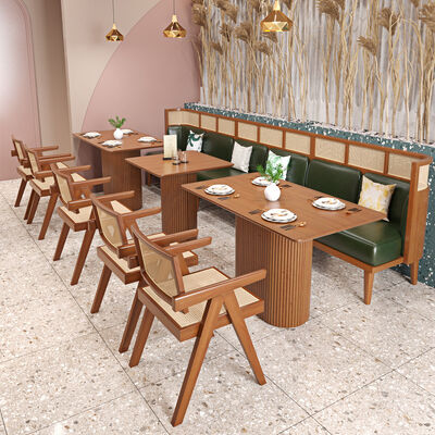 Prezzo buono Ristorante di fascia alta Dining in legno massello Single Chair and Bench Coffee Shop Sofa Rattan Booth in linea