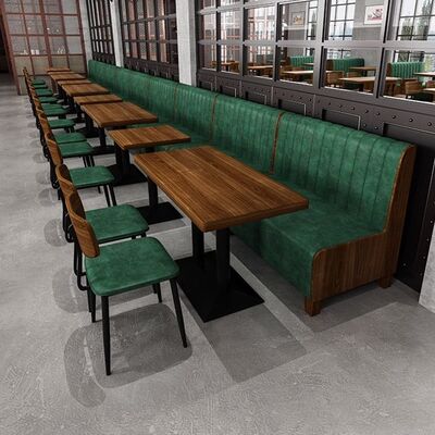 Bom preço Moderno estilo industrial Café Pizza Loja Bar Restaurante Bote de madeira Sofá e cadeiras de mesa Mobiliário combinado on-line