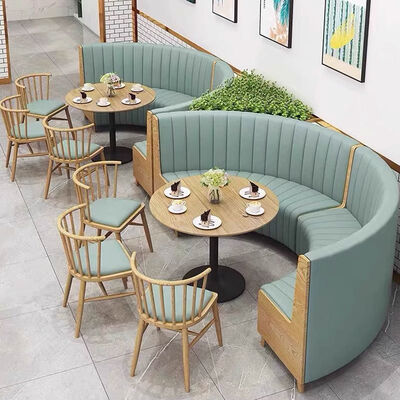 Buen precio Asientos de cabina en forma de U al por mayor en Foshan, juegos de comedor sencillos para restaurantes, muebles de madera para cafeterías y restaurantes en línea