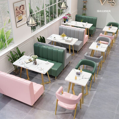 Good price Light Luxury Sofa Seating Booth Restaurant Furniture Fabric Sofa Coffee Cafe Dining Table and Chairs Sets online