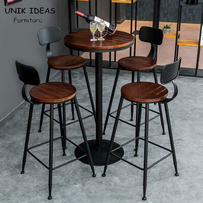 ราคาดี 55CM Round Retro Bar Table Pub Set Coffee High Chair Solid Wood ออนไลน์
