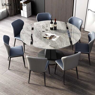 سعر جيد Luxury Extendable Dining Table And Chairs 7 Piece Italian Rock Slab Folding 120cm الانترنت