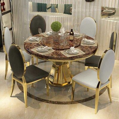 سعر جيد Home Luxury Dining Table And Chairs 1.5 Meter Diameter Round Dining Table الانترنت