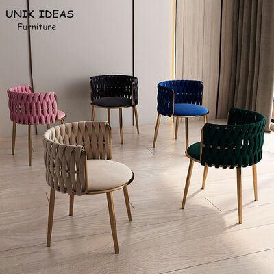 Good price Modern Metal Frame Dining Chairs PU Armrest Velvet Seat Living Room online