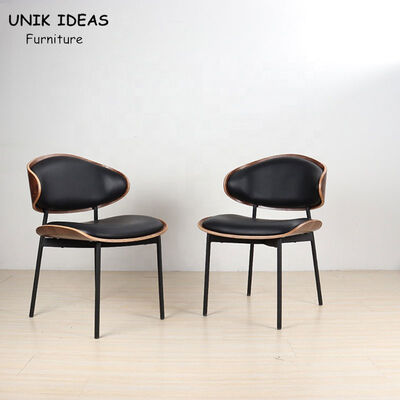 Good price Leather Metal Leg Dining Chairs Modern Stylish Nordic Black Wood Walnut Bent online