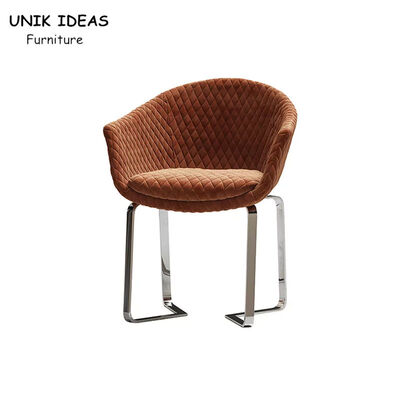Good price Luxury Custom Nordic Dining Chair Orange Velvet Metal Leg Hotel Furniture Seat online