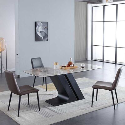 Good price Dining Room Sets 6 Chairs With Z Metal Legs Stone Top Tables For Sale online