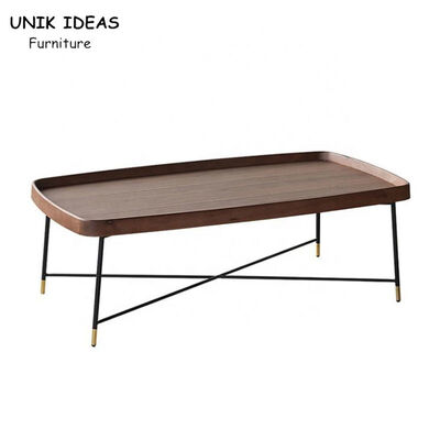 Buen precio La tabla lateral del café rectangular de madera industrial fijó color de la nuez en línea