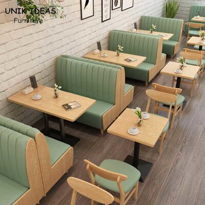 Buen precio Alto asiento comercial trasero de la cabina del restaurante del cuero de los muebles de la cafetería del lado doble en línea