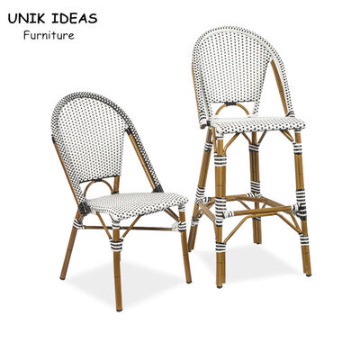 Good price Aluminum Tube High Back Kitchen Chairs Restaurant PE Rattan Bistro Bar Stool online