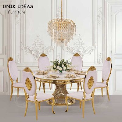 Good price Hotel Glass Round Circle Event Wedding Tables And Chairs Stainless Steel Frame online