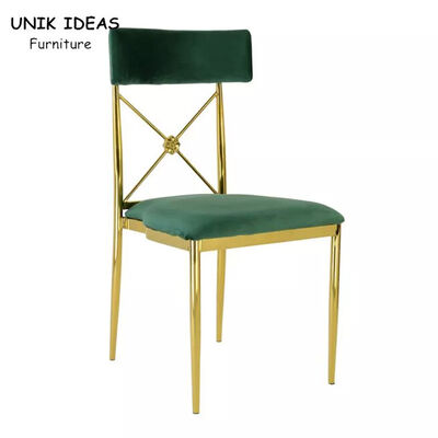 Good price Green Cushion Luxury Wedding Chairs Gold Stainless Steel Frame For Event online