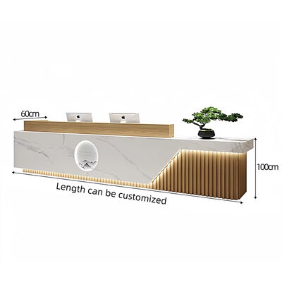 Good price Customized Nordic Style Wooden Office Front Desk Salon Barber Shop Reception Desk Cafe Furniture online