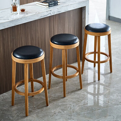 Good price Cheap Factory Price Leather Upholstery Wooden Bar Counter Stools online