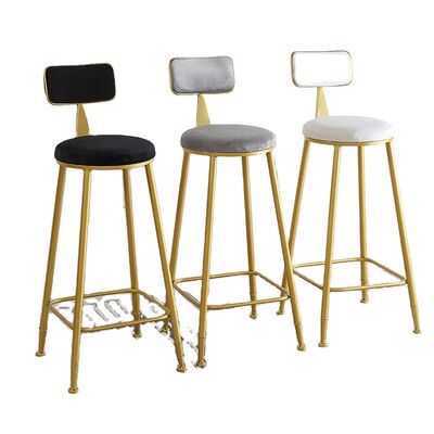 Bon prix Vente à chaud Nordique Haute Pas cher Meubles de comptoir Or Métal Velours Dos Cuisine de luxe moderne Chaises de bar haute tabouret pour table de bar en ligne