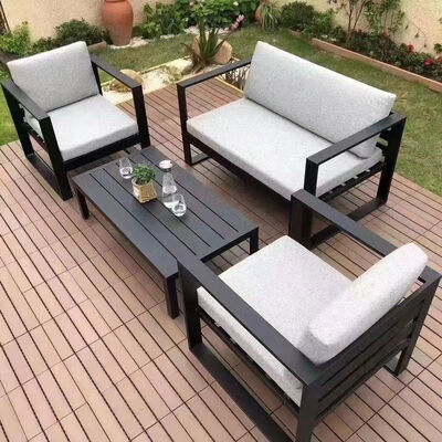 Prezzo buono Disegno semplice Tavoli e divani per esterni Set di mobili per patio Salotto Set di giardino a cornice di alluminio sezionale in linea