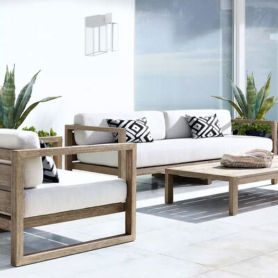 Bom preço Mobiliário exterior de luxo de teca Patio Sofá Modern Resort Outdoor Lounge Sofa Set on-line