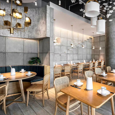 İyi fiyat Özel Restoran Mobilyaları Açık Bahçe Ahşap Yemek Masaları ve Rattan Sandalye Restoran Setleri çevrimiçi