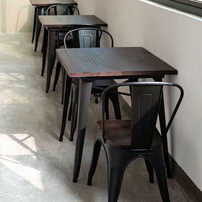 Bon prix Meubles de restaurant Restaurants Fast Food Café Loft Table à manger en fer en bois pour les restaurants Ensembles de meubles en ligne