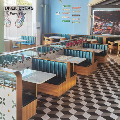Prezzo buono Set di mobili Divano Booth Sedia Cafè Fast Food Disegno e tavolo Set ristorante all'ingrosso in linea