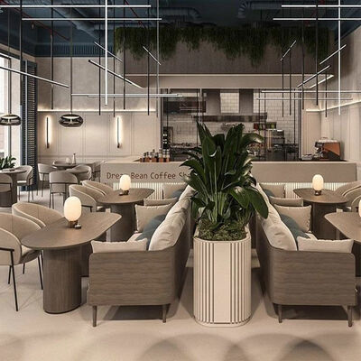 Buen precio Café Comercial Comedor Mesa y silla Combinación Restaurante Tienda de restauración Sofá de cuero falso a medida en línea