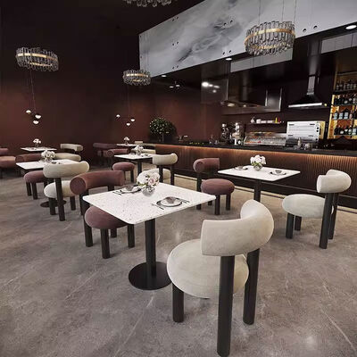 Prezzo buono Sedile da pranzo in tessuto di lino di alta qualità imbottito, soffice e curvo, sedile da pranzo per hotel, caffè, svago in linea