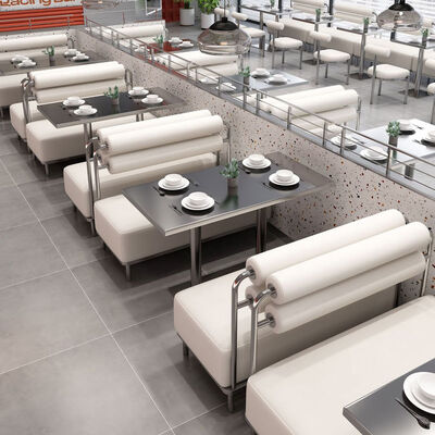 Giá tốt Custom Modern Square Coffee Shop Thương mại kim loại da Booth Seating Set Khách sạn Nhà hàng ghế bành đồ nội thất bàn trực tuyến