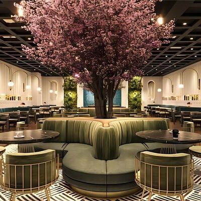 Bon prix Mobilier commercial pour bars et salons – Sièges de banquette ronds en cuir vert avec table basse et chaises en ligne