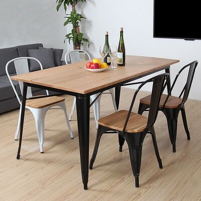 Good price Wholesale Stackable Cafe Bistro Metal Wood Seat Restaurant Vintage Design Industrial Metal Dining Chair online