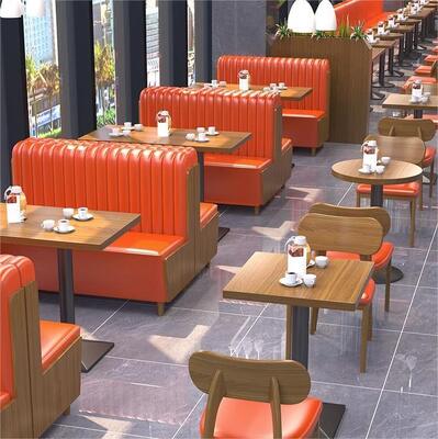 Good price Custom Coffee Shop Dining Table and Sofa Set Restaurant Leather Wood Booth Seating and Chair Furniture online