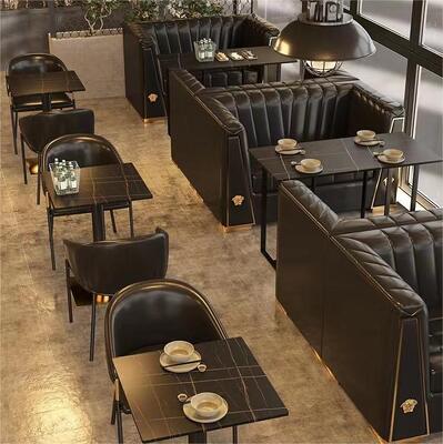 Bom preço Luxo leve de estilo industrial Pub e restaurante comercial Balcão Sofá e cadeiras de mesa Mobiliário combinado à venda on-line