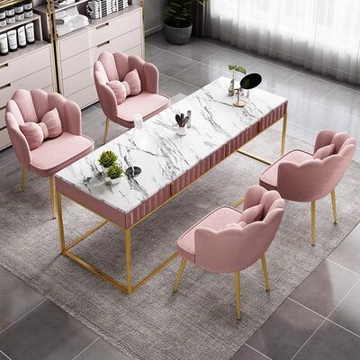 Good price Nordic Luxury Velvet Upholstered Living Room Petal Dining Chair Bedroom  Makeup Chair Nail Chair Salon Furniture online