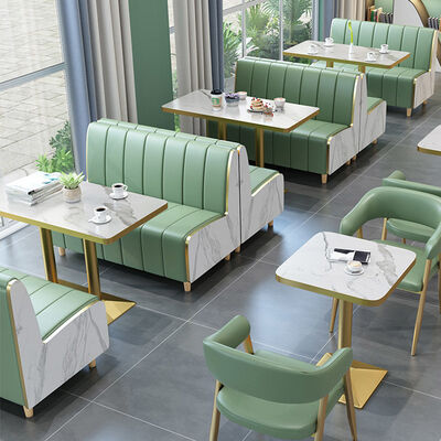 Bom preço Conjunto de mesa e cadeiras para restaurante, cafeteria, café, sofá de tecido de luxo leve, assentos em estante on-line