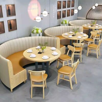 Goede prijs Op maat gemaakte restaurantbanken Amerikaanse stijl C-vormige café lederen houten commerciële bar restaurant meubilair bank zitplaatsen online