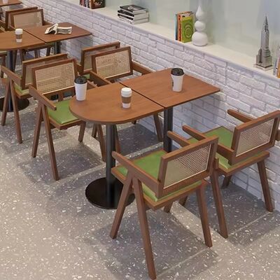 Giá tốt Bộ bàn ghế ăn gỗ phong cách cổ điển kiểu Mỹ, bàn ăn gỗ nguyên khối và ghế gỗ nguyên khối cho quán cà phê trực tuyến