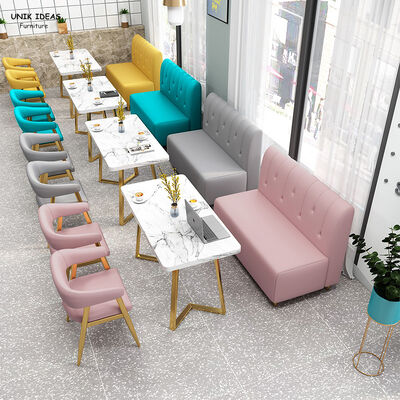 Goede prijs Op maat gemaakt restaurant commerciële meubelset dessertwinkel lederen zitbank set eetkamerstoelen combinatie meubelset online