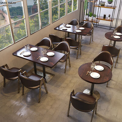 Good price Industrial Style Coffee Shop Booth Sofa With Table and Chair Retro Design Restaurant Dining Table Chair Wooden Leisure Furniture online