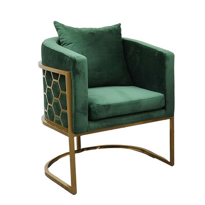 Good price Contemporary Glam Gold Green Velvet Lounge Chair Coffee Shop Restaurant Sofa Set online