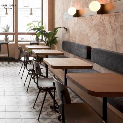 Goede prijs Hoogwaardig eikenhout Restaurant tafel en stoelen Fast Food Commercieel vierkante tafel set Cafe Houten vrije tijd tafel en stoelen online