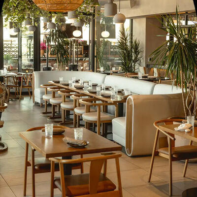 Bom preço Conjunto de mesa e cadeiras rústicas de luxo para restaurante, sofá de restaurante, cabine de restaurante, assento de madeira para cabine de jantar on-line