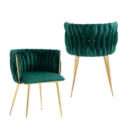 Goede prijs Hot Sale Simple Design Arm Accent Stoel Fluweel Eetstoel Met Gouden Metalen Benen online