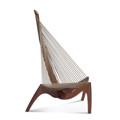 Good price Artist Nordic Sailing Chair Harp Shaped Solid Wood Living Room Lounge Recliner Rope Leisure Sofa Chair online