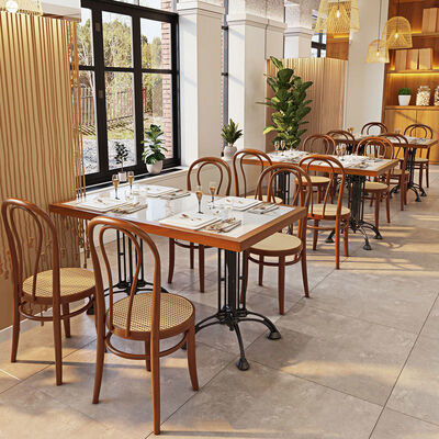 Prezzo buono Design d'interni di ristoranti semplici American Retro Cafe Bistro Restaurant Rattan Tavolo e sedie in legno in linea