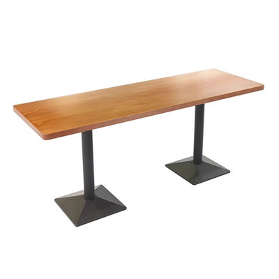 Prezzo buono Tavolo da ristorante/caffè in legno per uso commerciale, rettangolare, con piano in noce e base in metallo, lungo, per caffè e ristorante in linea